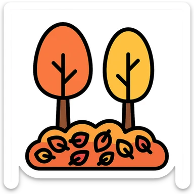 autumn fall scene with trees and a carpet of colorful leaves sticker