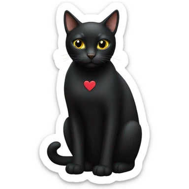 A black cat wearing “I love my step mom”  sticker
