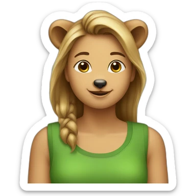 women-with-a-happy-quokka-which-is-wearing-green-sleeveless sticker