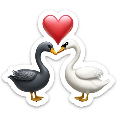 A swan and a slug with a heart between them sticker
