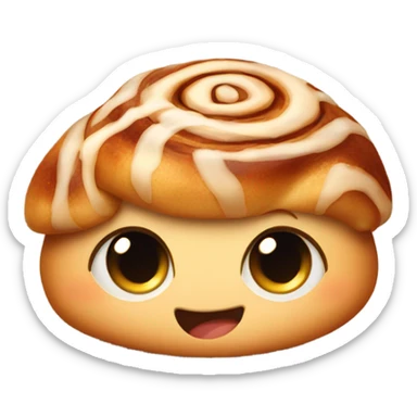 a single cinnamon bun with cute eyes sticker