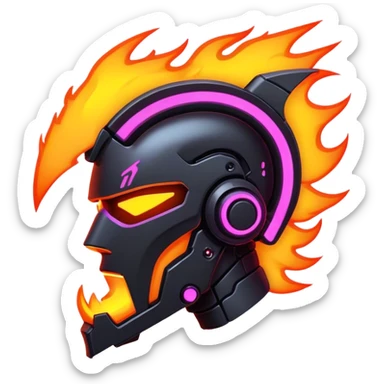 Fire cyberpunk outline neon sticker
