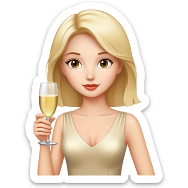 A beautiful girl holds a glass of champagne in one hand sticker