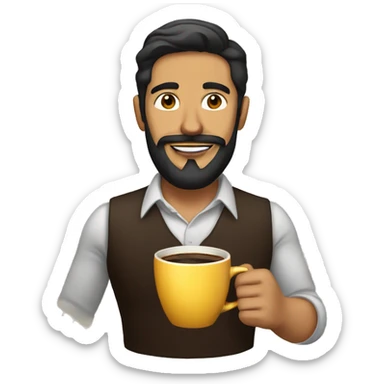 mexican man with well groomed beard and a cup of coffee sticker