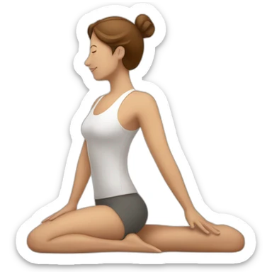 Yoga white woman brown hair downward dog sticker