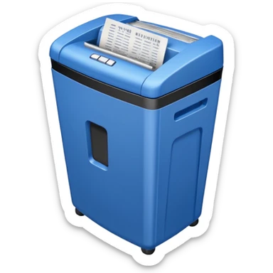blue paper shredder with papers sticker