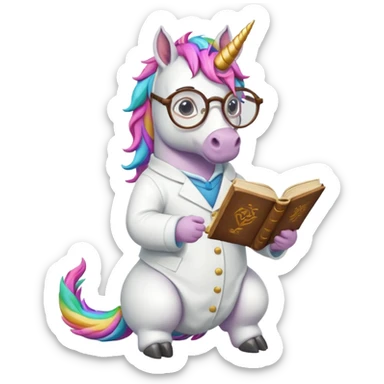 Unicorns read book
A full body of scholar unicorn wearing round glasses, reading a thick ancient tome.












 sticker