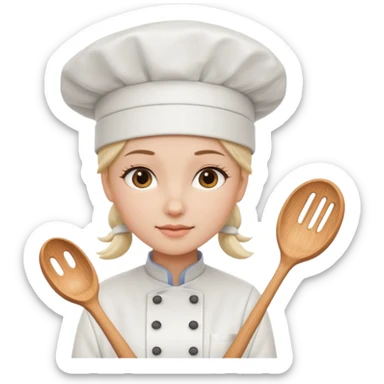 Young female  wearing white chef hat

 sticker