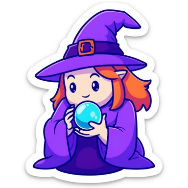 witch with a crystal ball sticker
