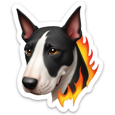 Bull terrier head black and fire sticker