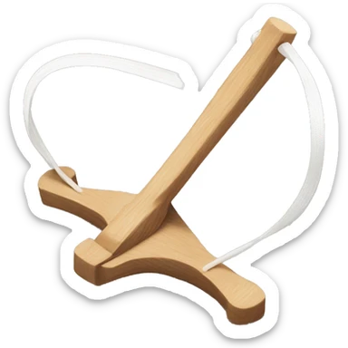wooden y shaped slingshot with white elastic rubberband sticker