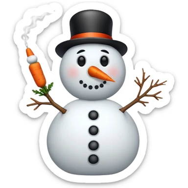 a snowman with a cigarette sticker