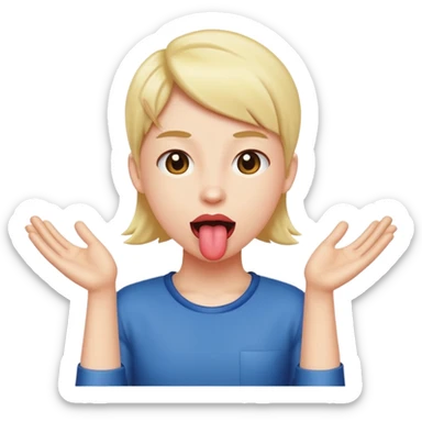 Tongue out hands to the side sticker