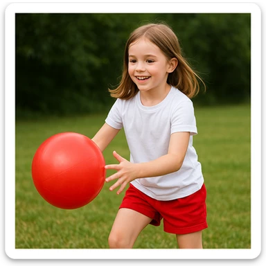 Make the girl's outfit red shorts and a white short-sleeved t-shirt sticker