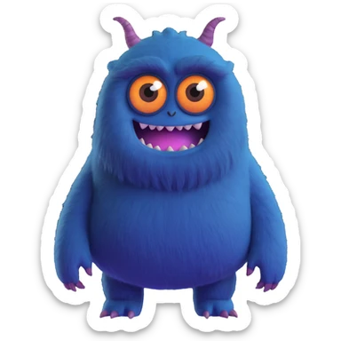 friendly colorful monster with big eyes and fuzzy body like in Monsters Inc sticker