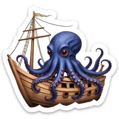 Kraken – Giant octopus with tentacles wrapping a ship sticker