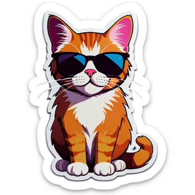 Cat with sunglasses sticker