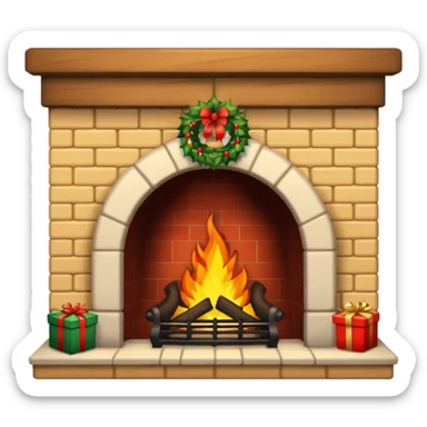 Christmas fireplace sticker
