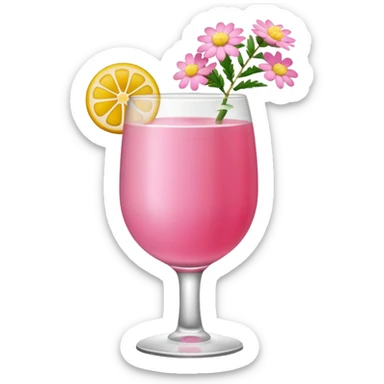 Pink Mimosa drink with flower  sticker