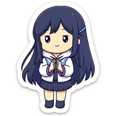 Sawako, anime girl with long black hair sticker