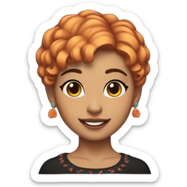 catrina short hair happy sticker