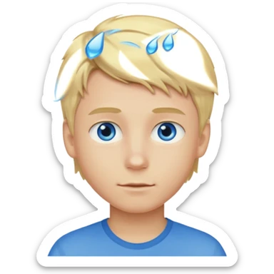 Emoji chlopak z blond włosami które będą rozsztrzepane i niebieskimi oczami sticker