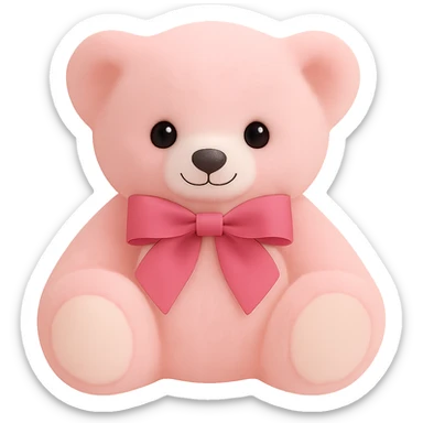 Remove all shadows from the teddy bear, keep the pink and white fur, no background or shadow, flat lighting. The style should maintain the look of a soft plush teddy bear with pink and white fur, without any shadows or background. sticker
