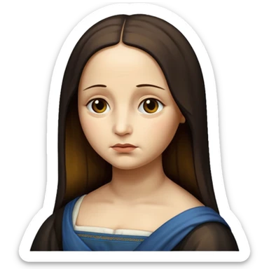 Mona Lisa with a sad expression emoji style sticker