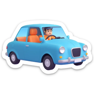 modern car with an AI agent in the driver's seat sticker