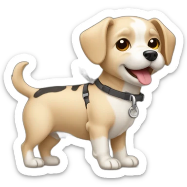 small beige dog with leash sticker