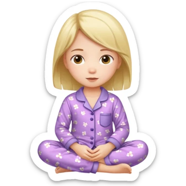 girl kid wearing cure pyjama sitting sticker