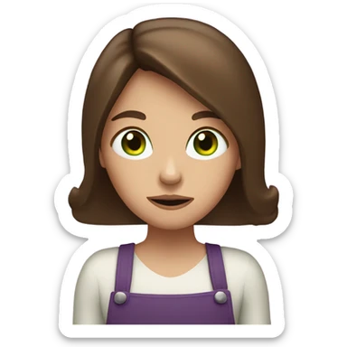 brown hair white girl green eyes eating eggplant  sticker