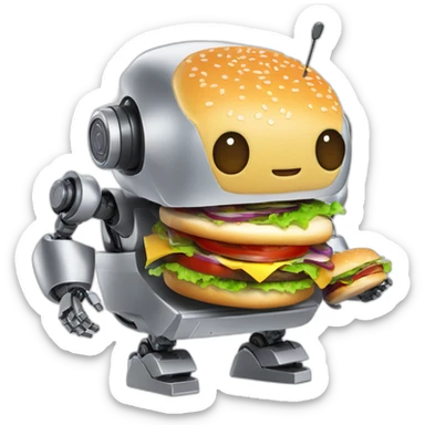 ROBOT COMIENDO HAMBURGUESA sticker