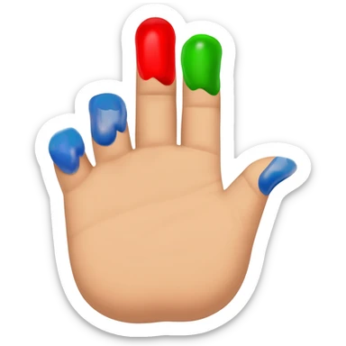 3 fingered finger painter with the colors red green and blue sticker
