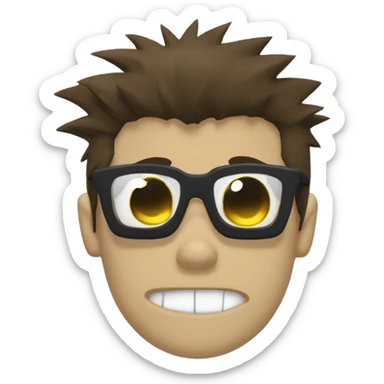 Eddsworld styled character with dark skin black shirt spikey like hair styled to cover the characters left eye and the character wears a black t-shirt with a skull on it. sticker
