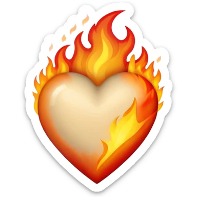 Beige heart with fire  sticker