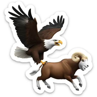 An eagle going after a ram sticker