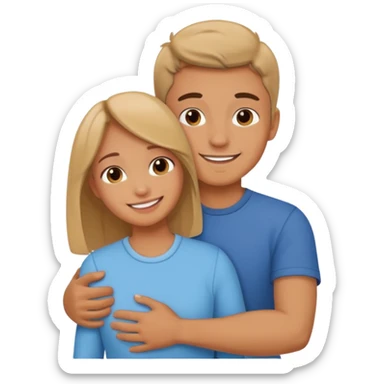  un homme serre sa sœur dans ses bras sticker