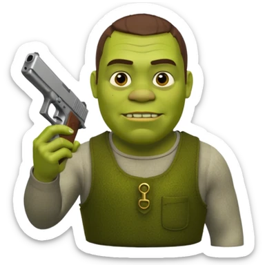 Shrek holding a Glock 19 sticker