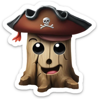 ugly tree stump with a pirate hat sticker