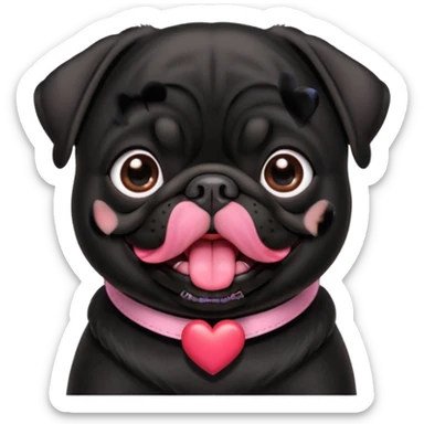 black pug valentines sticker