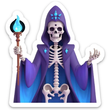 sinister skeleton lich with dark magic and shadowy aura sticker