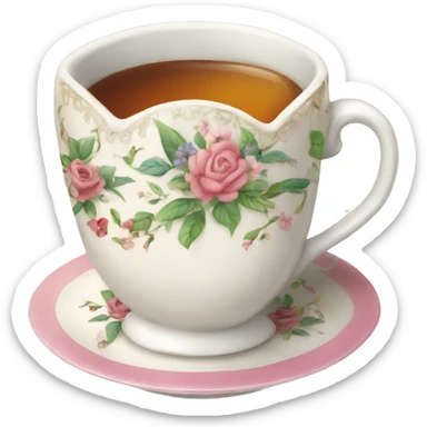 decorated tea cups  sticker