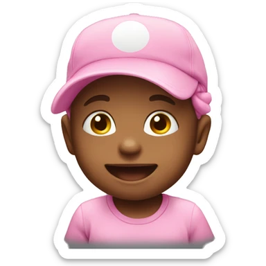 baby saying yay with pink hat sticker