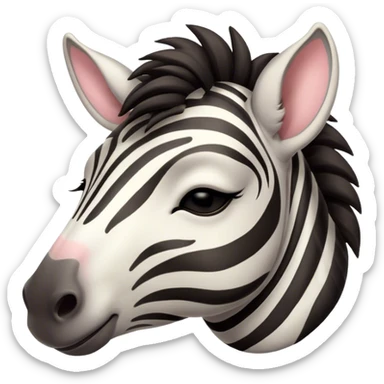 Meme-Worthy Cute Sleeping Zebra Portrait Emoji, Head resting peacefully with a contented smile, showcasing a lean, graceful build and a luxuriously soft striped fur, a refined, equine head with a long snout and alert ears, and eyes shut in a serene, restful nap, Simplified yet hilariously adorable features, highly detailed, glowing with a soft, drowsy light, high shine, relaxed and utterly lovable, stylized with an air of playful laziness, bright and heartwarming, soft glowing outline, capturing the essence of a comically sleepy zebra that feels like it could instantly become the next viral sensation of adorable slumber! sticker