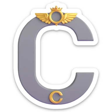 Gray letter C with an angelic golden halo above it, representing Grace/Gracie/graycee sticker