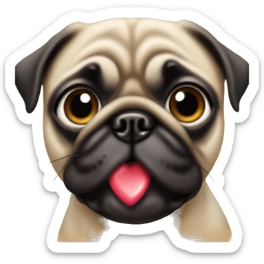 Pug dog with heart eyes sticker