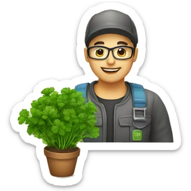 Developer with parsley plant sticker