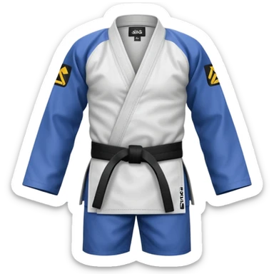 BJJ gi with grey and black belt sticker