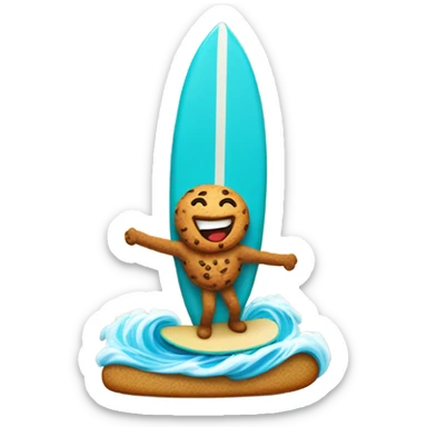 Cookie on a surf board sticker